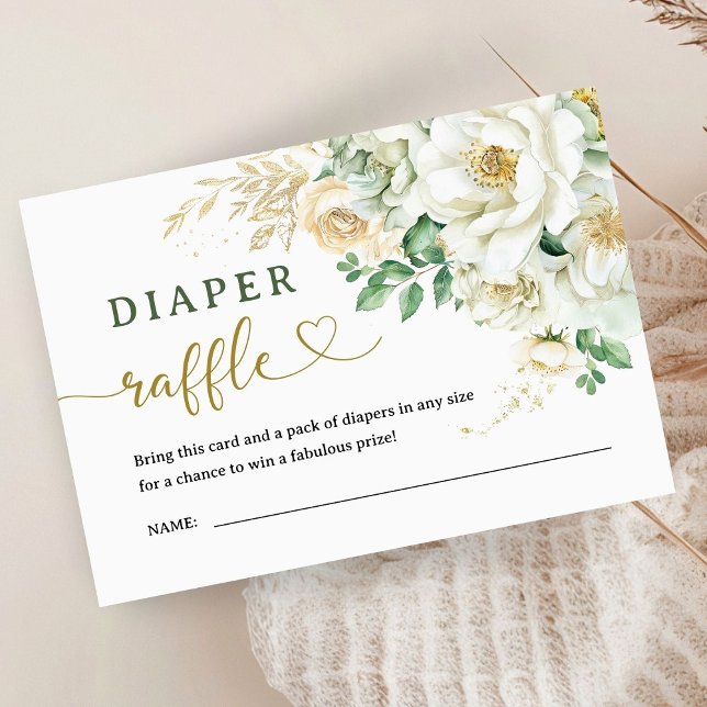 Bloom Floral Baby Shower Diaper Raffle  Enclosure Card (Creator Uploaded)