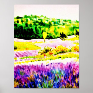 Bloom Floral Lavender Watercolor Art Poster