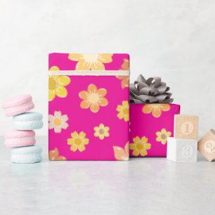Bloom Flowers Fuchsia Seamless Fall Birthday Gift Wrapping Paper