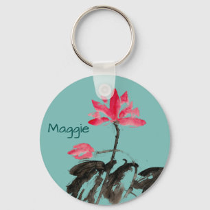 Bloom Flowers Positive Quote Personalized Add Name Keychain