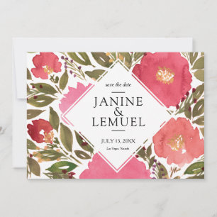 Bloom Flowers Save the Date Invitation