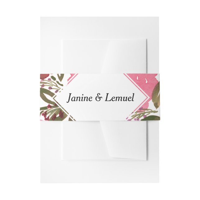 Bloom Flowers Wedding Invitation Belly Band (Front Example)