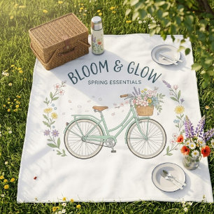 Bloom & Glow Vintage Floral Bicycle Outdoor Picnic Fleece Blanket