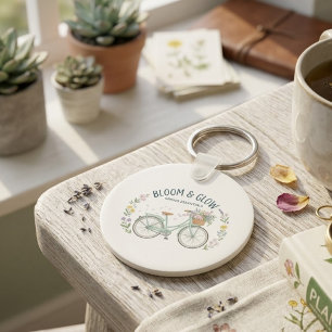 Bloom & Glow Vintage Floral Bicycle Spring Aesthet Keychain