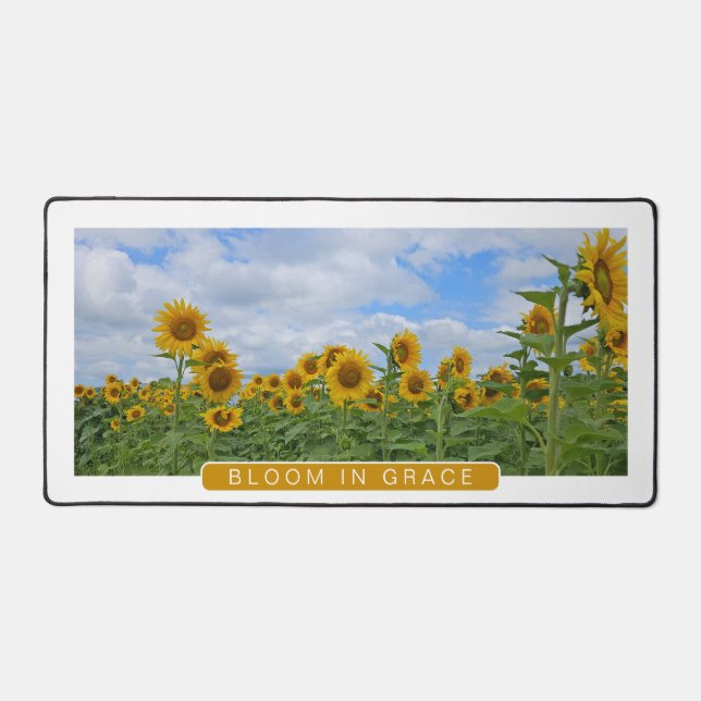 Bloom in Grace Field of Sunflowers Desk Mat (Front)