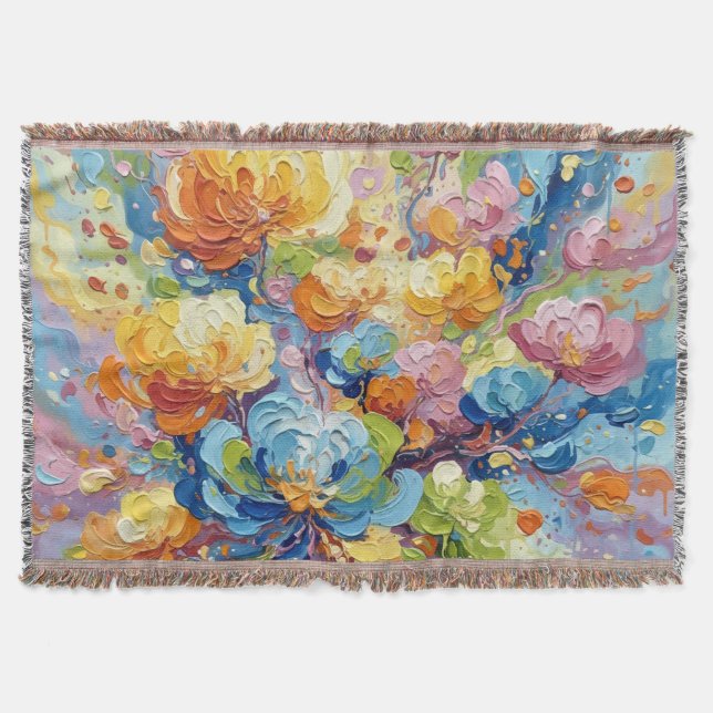 Bloom in Motion: Woven Joy Throw Blanket (Front)