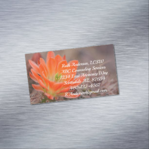 Bloom in orange cactus blossom 	Magnetic business card