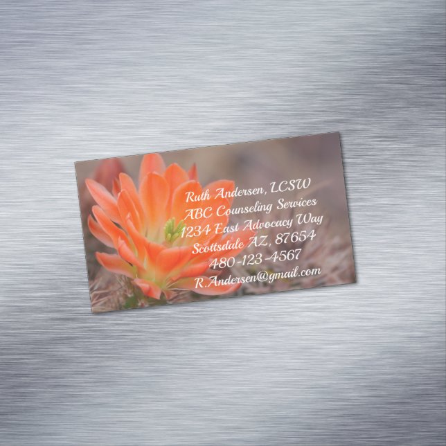 Bloom in orange cactus blossom 	Magnetic business card (In Situ)