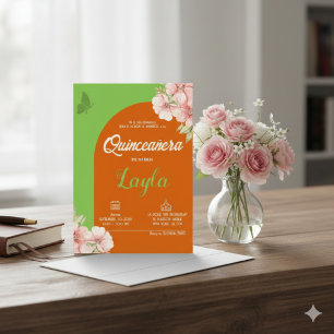 Bloom into Quinceañera! Boho Floral Mis Quince  Invitation