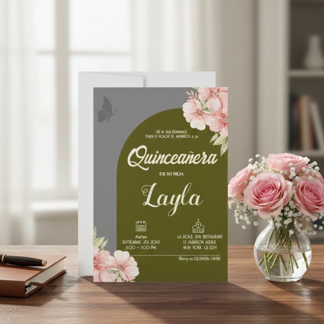 Bloom into Quinceañera! Boho Floral Mis Quince  Invitation (Bloom into Quinceañera! Boho Floral Mis Quince Invitation)