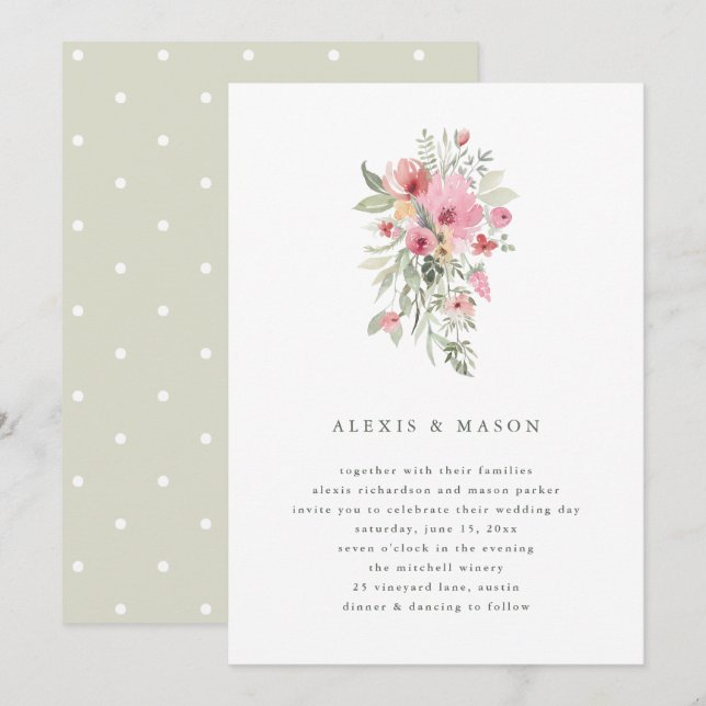 Bloom minimal | Faire-part de mariage (Devant / Derrière)