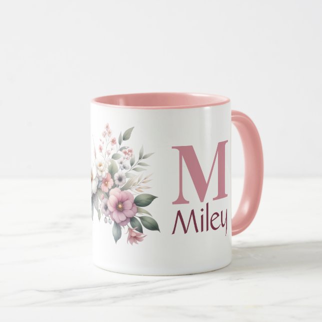 Bloom Monogram - Personalized Floral  Mug (Front Right)
