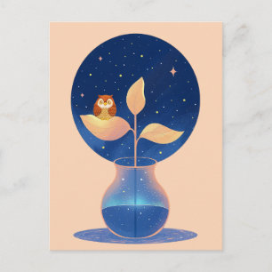 Bloom Mystic Night Owl Garden  Announcement Postcard