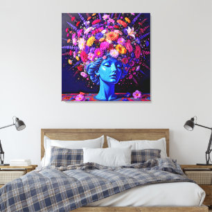 "Bloom of Eternity" – A Colourful Surreal Portrait Canvas Print