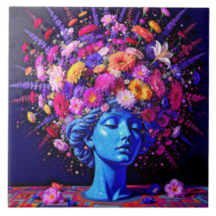 "Bloom of Eternity" – A Colourful Surreal Portrait Tile