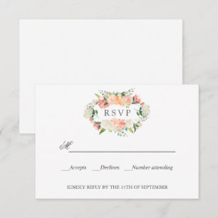 Bloom Peach Pink Botanical WEDDING RSVP 