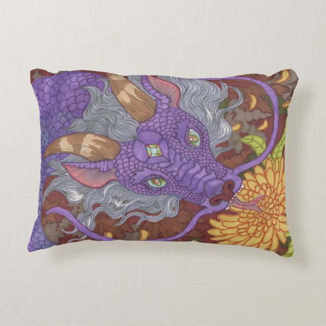Bloom Purple Dragon Accent Pillow (Back)