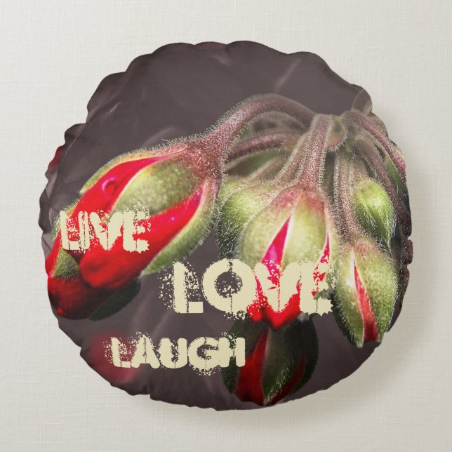 Bloom Red And Dark Round Pillow (Front)