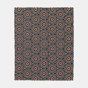 Bloom red blue white star circle pattern fleece blanket
