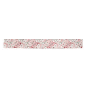 Bloom Sakura Pink Burgundy Satin Ribbon