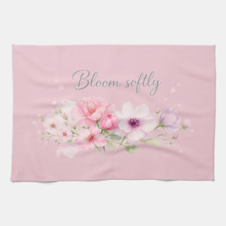 Bloom Softly – Pastel Watercolor Floral Kitchen Towel