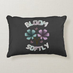 Bloom Softly Spring Floral Design Pastel Cottageco Accent Pillow