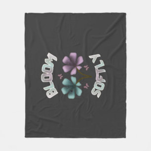 Bloom Softly Spring Floral Design Pastel Cottageco Fleece Blanket