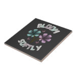 Bloom Softly Spring Floral Design Pastel Cottageco Tile<br><div class="desc">A beautiful spring-inspired floral design featuring the phrase “Bloom Softly” with pastel flowers and butterflies. This artwork reflects the freshness of spring,  blooming nature,  and soft aesthetic vibes.

Perfect for gifts,  apparel,  and accessories during the spring season.</div>