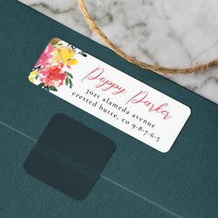 Bloom Spring Flowers Elegant Script Return Address