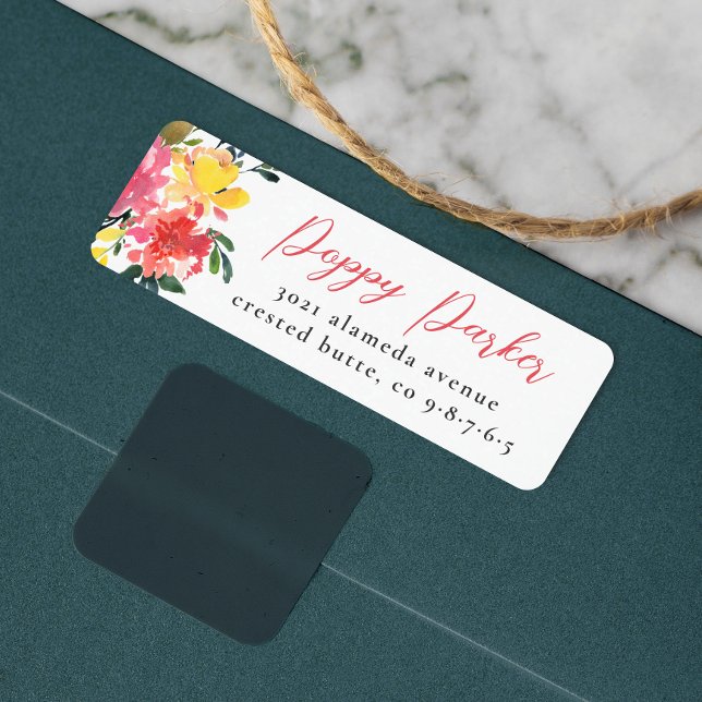 Bloom Spring Flowers Elegant Script Return Address (Return Address Label Mock-up)