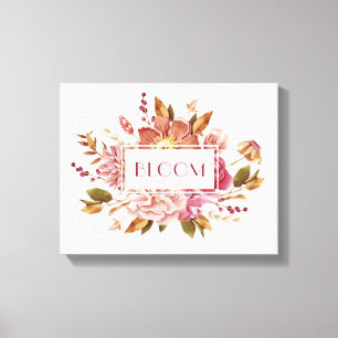 Bloom Typography Elegant Pink Floral Bouquet Canvas Print