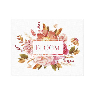 Bloom Typography   Elegant Pink Floral Bouquet Canvas Print