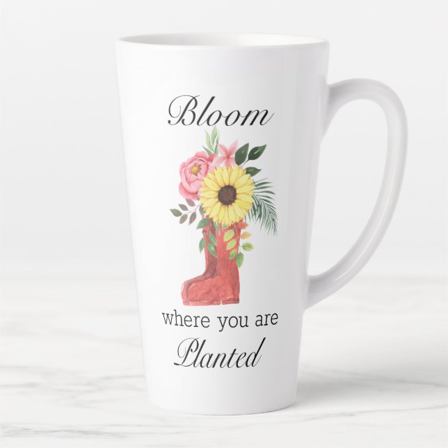 Bloom Where You Are Planted Floral Motivational Latte Mug (Right)