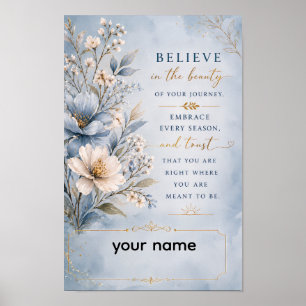 Bloom Where You Are Planted – Minimalist Floral Qu Poster