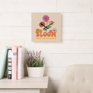 Bloom Where you are Planted Square Wall Clock