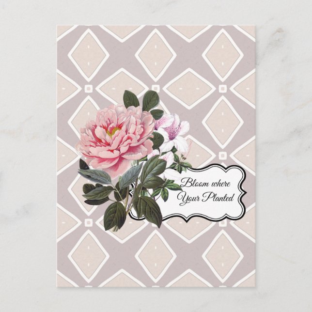 Bloom Where Your Planted Geometric Postcard  (Front)