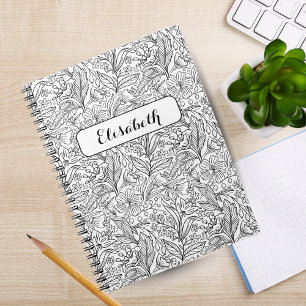 Bloom Where You're Planted: Black Personalized Notebook