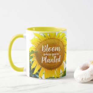 Bloom Where You're Planted Yellow Sunflower Mug