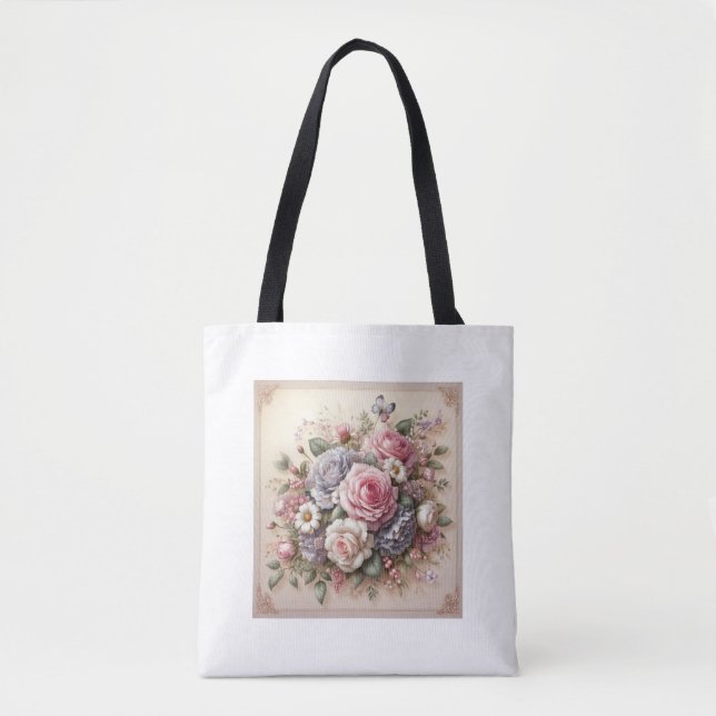  Bloom Wherever You Go: Floral Design Tote Bag (Front)