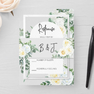 Bloom White Floral Wedding Invitation Belly Band