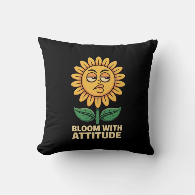Bloom With Attitude Throw Pillow – Sassy Sunflower (Front)