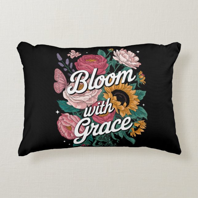 Bloom With Grace  Accent Pillow (Front)