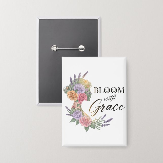 Bloom with Grace Elegant Floral Woman Silhouette (Front/Back)