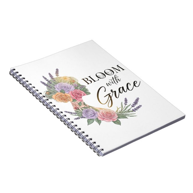 Bloom with Grace Elegant Floral Woman Silhouette Notebook (Right Side)
