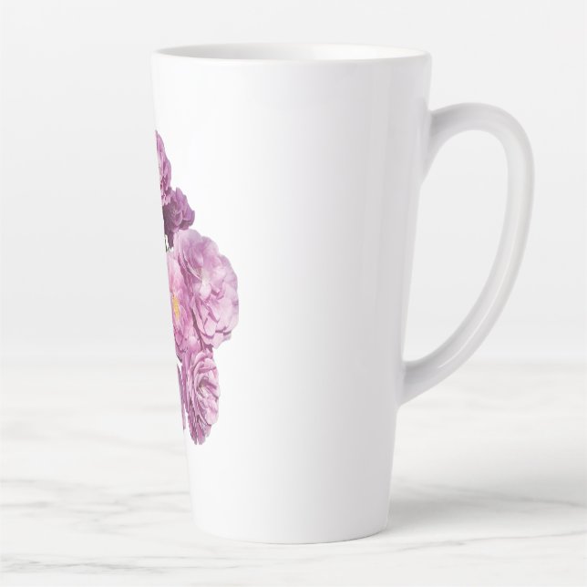 Bloom with Grace – Elegant Rose Design Latte Mug (Right)