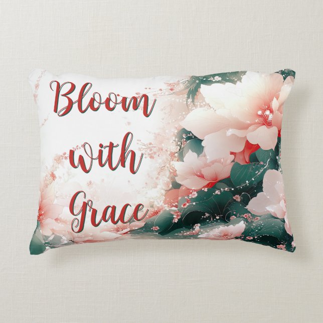 Bloom with Grace Floral  Accent Pillow (Front)