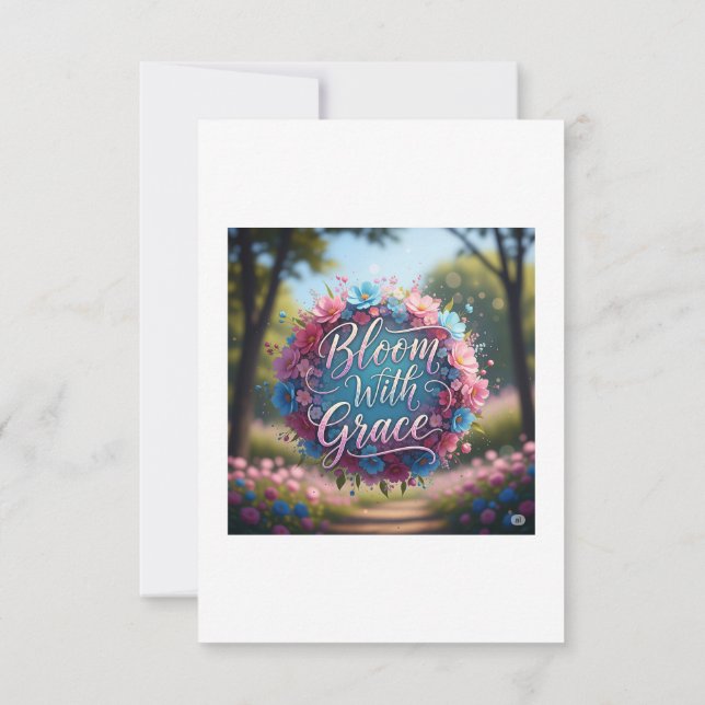 Bloom With Grace" Floral Quote Poster – Growth & H Thank You Card (Back)
