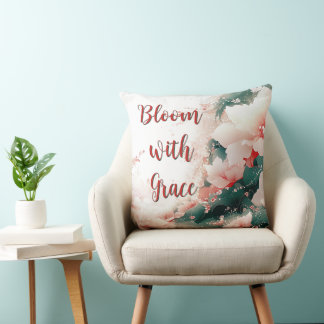 Bloom with Grace Floral Throw Pillow