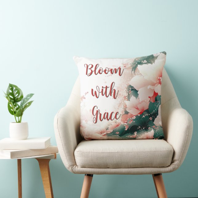 Bloom with Grace Floral  Throw Pillow (Chair)