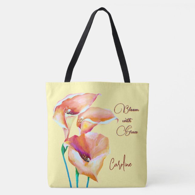 Bloom with Grace Pastel Fluid Colours Tote Bag (Front)